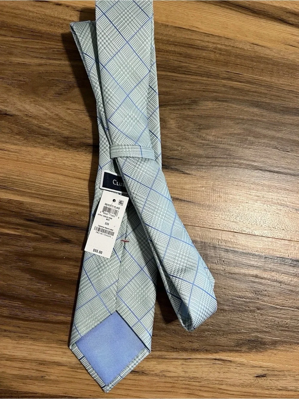 Club Room Men's Plaid Tie, Mint Green, New with Tags, MSRP $55